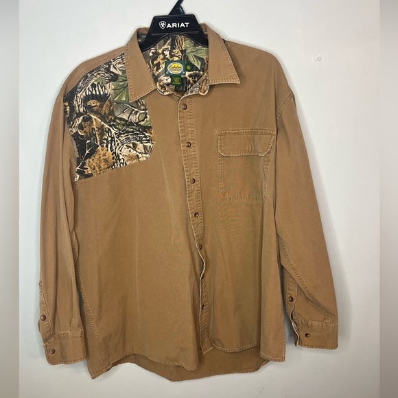 Cabela's Long Sleeve Button Down Woodland Camo Seclusion 3D Sz 2XL Tall - Picture 1 of 7
